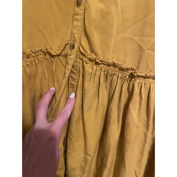 Anthropologie Maeve Marlie Dress Womens 6 Button Front Long‎ sleeve Yellow Gold - Picture 7 of 9
